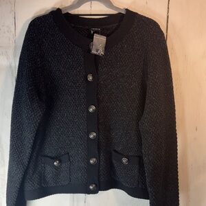 Torrid 2X Black/Charcoal Button-Up Cardigan